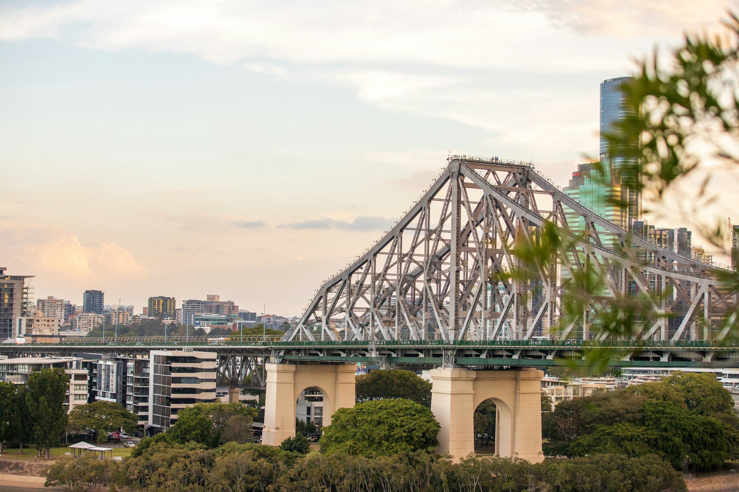Story Bridge and surrounding city buildings in Brisbane
